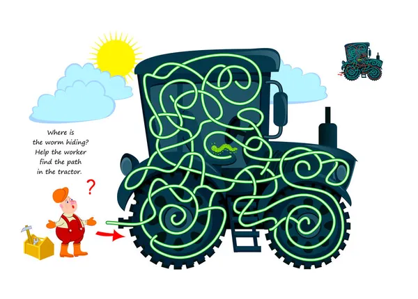 Jeu Puzzle Logique Avec Labyrinthe Pour Enfants Adultes Cache Ver — Image vectorielle
