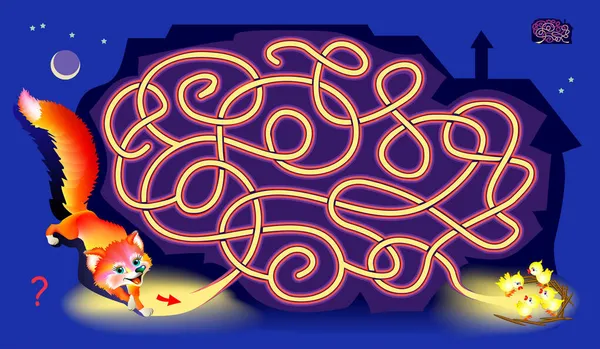 Logica Puzzel Spel Met Labyrint Voor Kinderen Volwassenen Help Sluwe — Stockvector