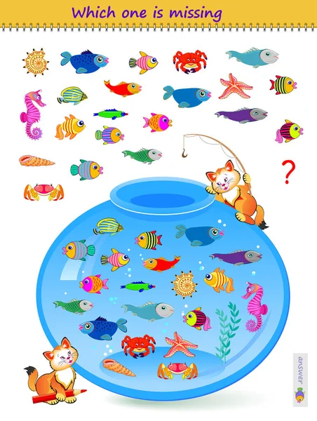 Jeu Puzzle Logique Pour Enfants Adultes Trouvez Habitant Mer Qui — Image vectorielle