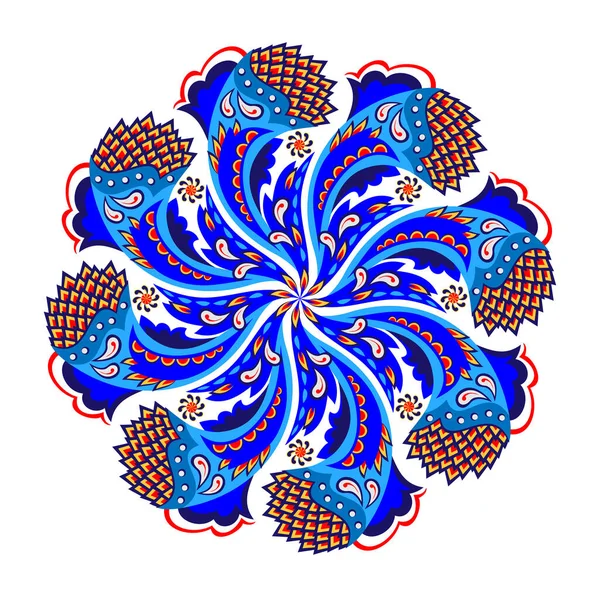 Ronde Geometrische Mandala Met Etnische Motieven Medaillon Met Fantasie Oosters — Stockvector