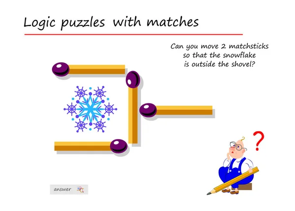 Logic Puzzle Game Matches Children Adults Can You Move Matchsticks — Stock Vector