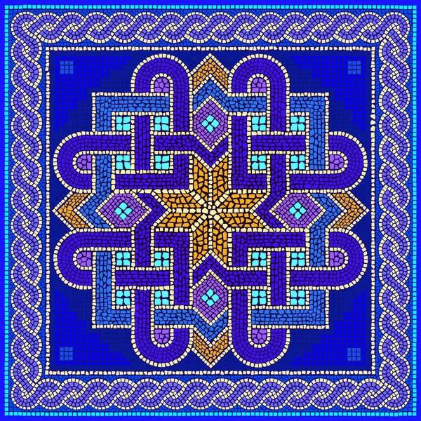Mosaic Ceramic Tile Blue Painting Oriental Style Seamless Ornaments Arabesque — Stockvektor