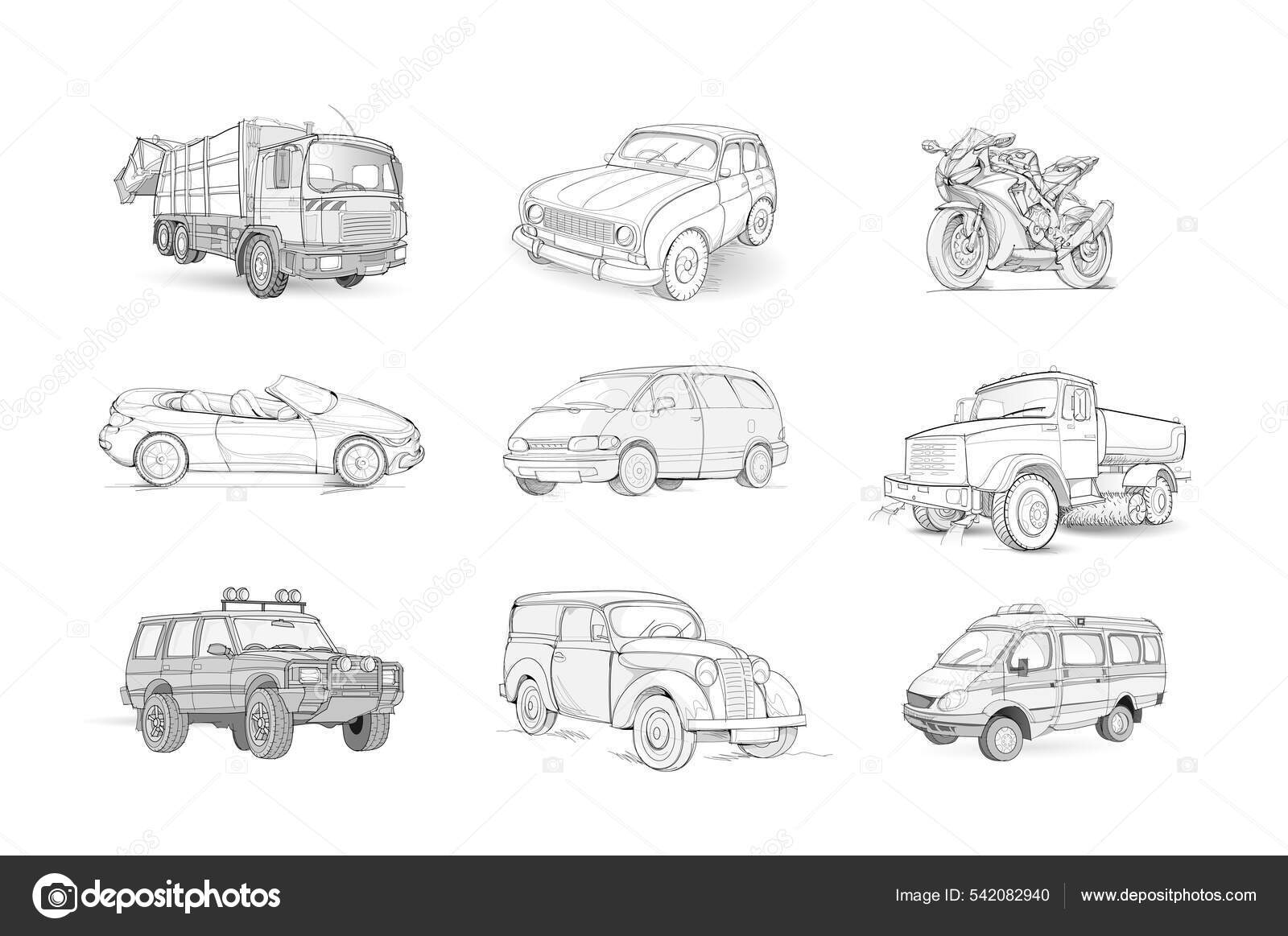 Idées de dessin de moto ➤ Comment dessiner une moto, image size:1600x1163