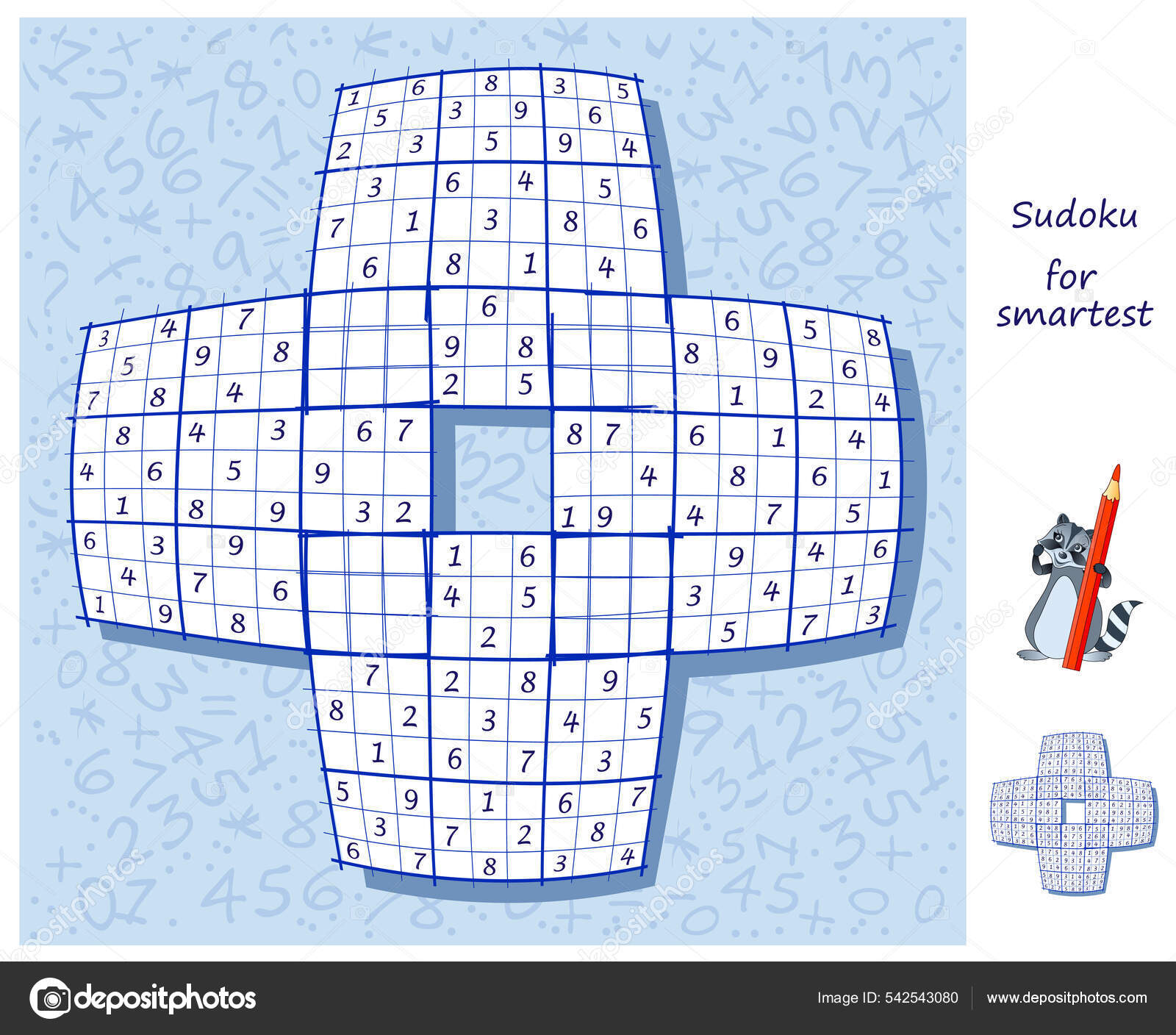 Set of Sudoku Puzzles. Different Levels. Logic Game for Children