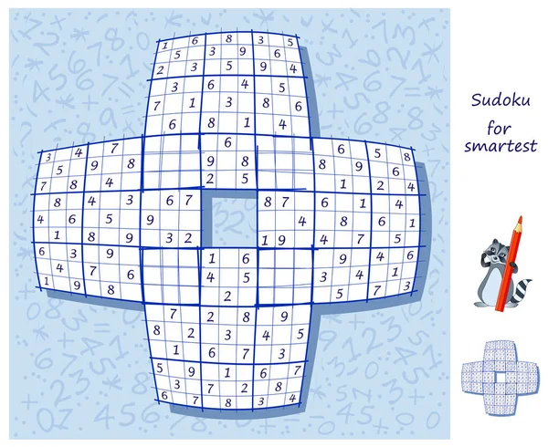 Sudoku Grande Taille Pour Intelligent Jeu Puzzle Logique Niveau Difficile — Image vectorielle