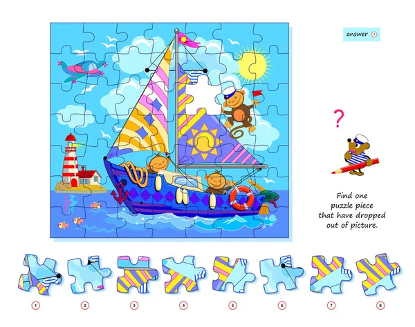 Gioco Logica Bambini Adulti Trovare Pezzo Puzzle Che Sono Caduti — Vettoriale Stock