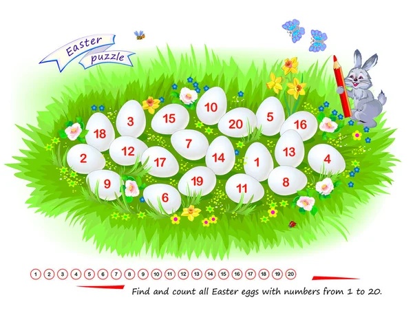 Logica Puzzel Spel Voor Kinderen Volwassenen Zoek Tel Alle Paaseieren — Stockvector