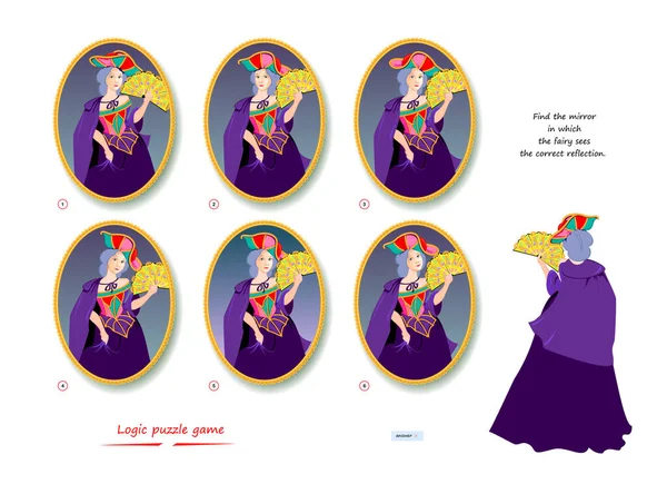 Jeu Puzzle Logique Pour Enfants Adultes Trouvez Miroir Dans Lequel — Image vectorielle