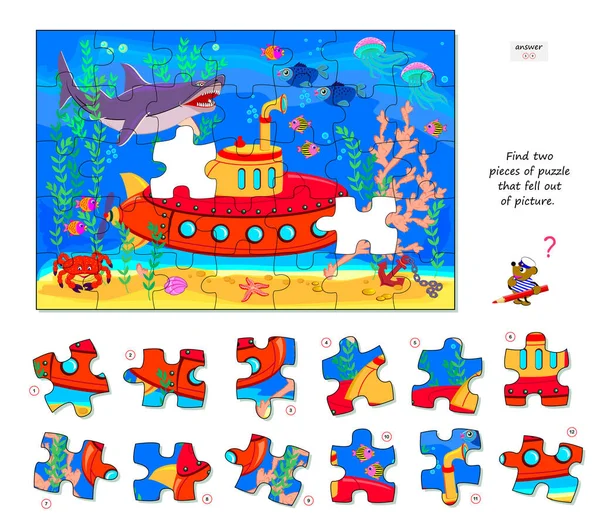 Jeu Logique Pour Enfants Adultes Trouvez Deux Pièces Puzzle Qui — Image vectorielle