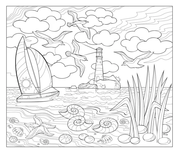 Adult Coloring Book - By The Beach: Calming Coloring Books for Adults  Featuring Seaside Life with Relaxing and Beautiful Ocean Scenery for Stress  Reli a book by William McLuhan