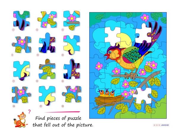 Gioco Logica Bambini Adulti Trova Pezzi Puzzle Che Sono Caduti — Vettoriale Stock