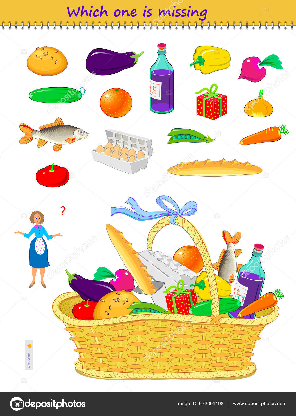 Logic Puzzle Game Children Adults Find Food Housewife Forgot Buy Stock Vector by ©Nataljacernecka 573091198