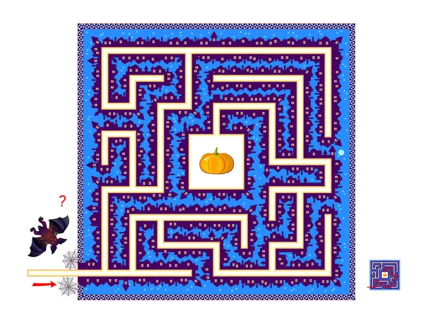 Best Labyrinths Help Bat Find Way Pumpkin Logic Puzzle Game — Wektor stockowy