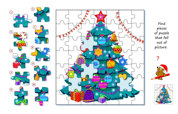 Jeu Logique Pour Enfants Adultes Trouvez Des Pièces Puzzle Qui — Image vectorielle