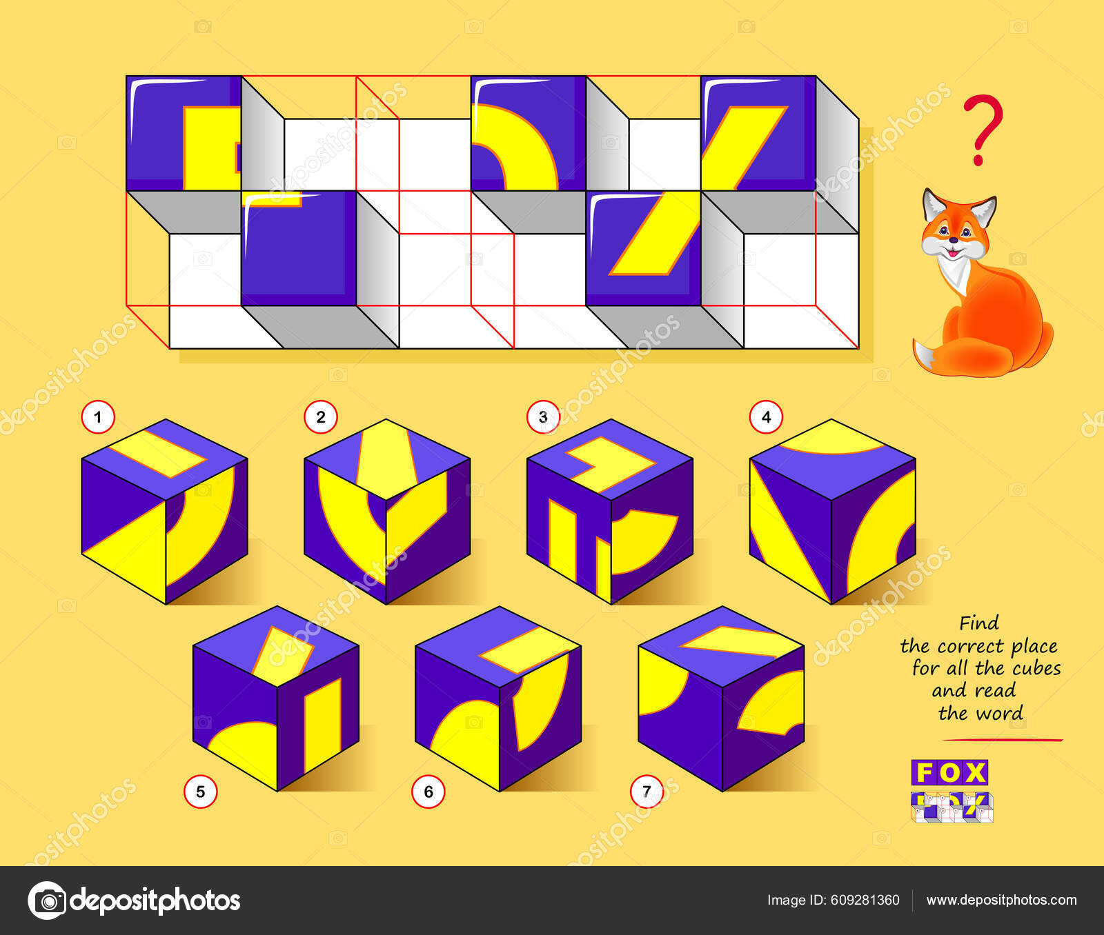 Sudoku Para Crianças. Jogo Lógico. Encontre Os Locais Para Blocos