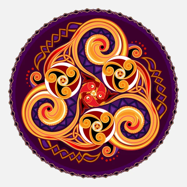 Oud Keltisch Symbool Driedubbele Druppel Spiraalvormige Ornament Met Vissen Keltische — Stockvector