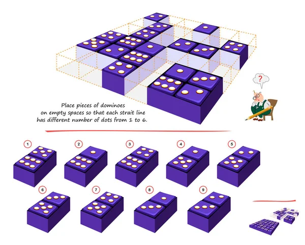 Jeu Logique Pour Intelligent Puzzle Placez Des Morceaux Dominos Sur — Image vectorielle