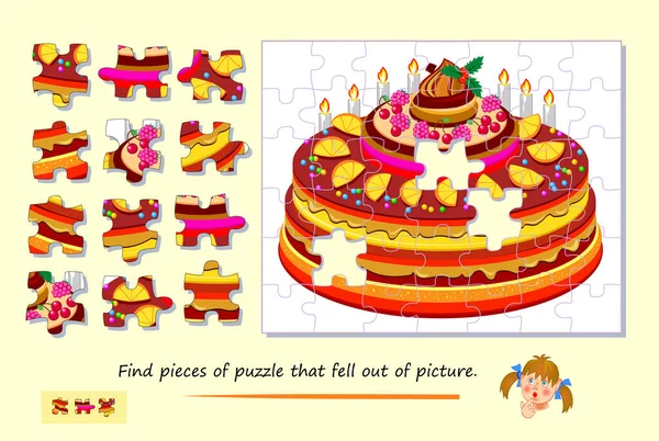 Logikspiel Für Kinder Und Erwachsene Finden Sie Puzzleteile Die Aus — Stockvektor