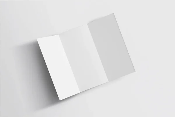 Libretto Bianco Bianco Tri Piegato Modello Aperto Frontale Posteriore Vista — Foto Stock
