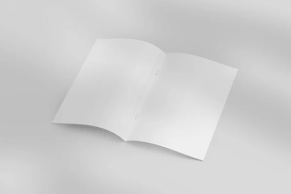 Realistic Top View Opened Portrait Magazine Brochure Booklet Stationery Branding — Stock Photo, Image