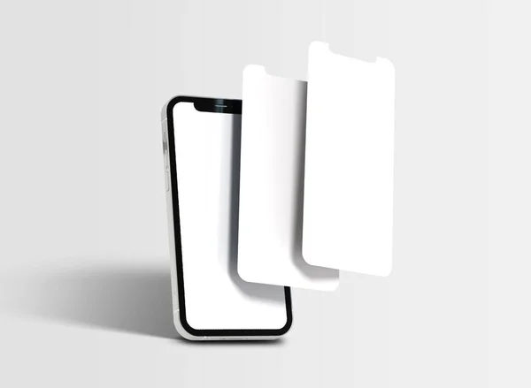 黒の現代的なスマートフォンのモックアップ 携帯電話の技術フロントブランクスクリーンスタジオは 電話のためのクリッピングパスと画面のための白い背景に隔離されたショット — ストック写真