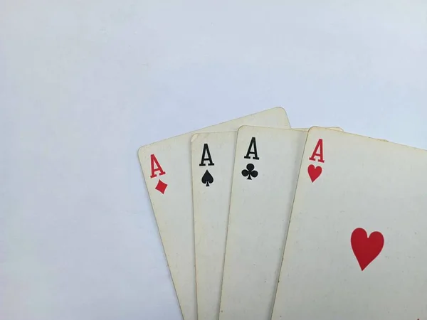 old dull poker or ace card isolated on white background