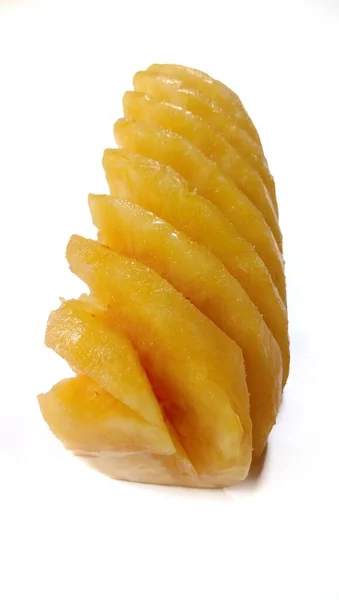Fresh Pineapple Chunk Isolated White Background —  Fotos de Stock