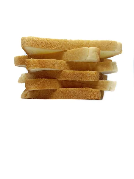 Gesneden Wit Brood Geïsoleerde Witte Achtergrond — Stockfoto