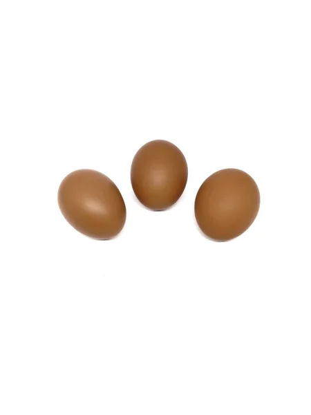 Tres Huevos Pollo Aislados Sobre Fondo Blanco —  Fotos de Stock
