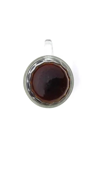 Ein Glas Schwarzen Kaffees Isoliert Auf Weißem Hintergrund — Stockfoto