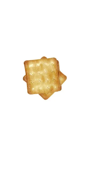 Biskuit Crackers Pada Latar Belakang Putih Terisolasi — Stok Foto