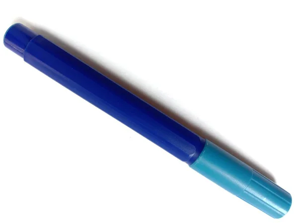 Färg Penna Markör Isolerad Vit Bakgrund Blå Penna — Stockfoto
