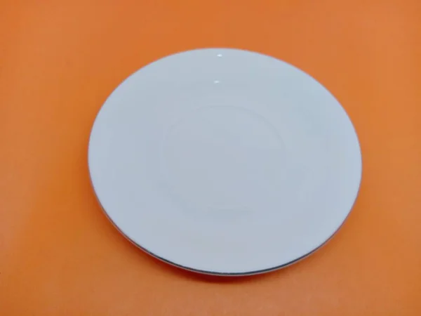 Saucer Isolated Orange Background — Zdjęcie stockowe