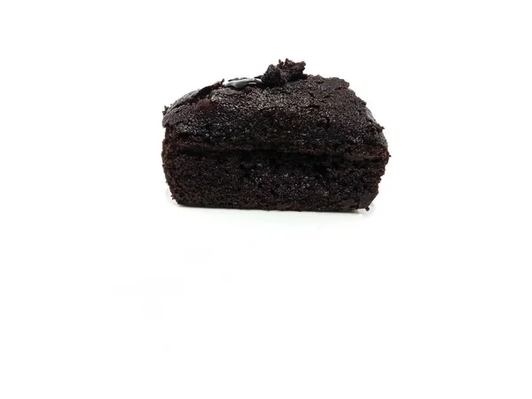Dunkler Schokoladenkuchen Isoliert Auf Weißem Hintergrund — Stockfoto