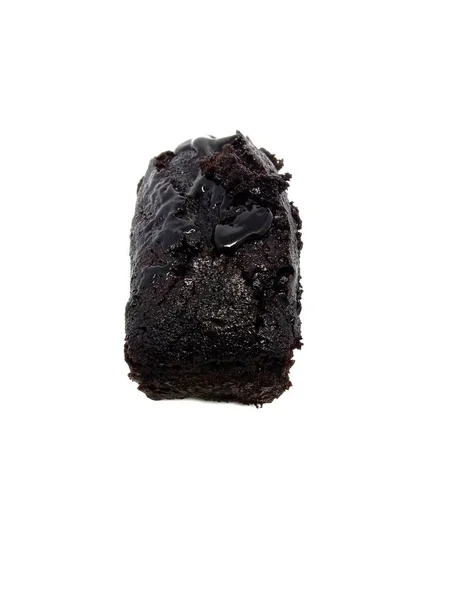 Dunkler Schokoladenkuchen Isoliert Auf Weißem Hintergrund — Stockfoto