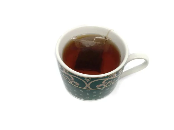 Cup Tea Tea Bag Isolated White Background — ストック写真