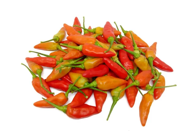 Stack Red Hot Cayenne Peppers Isolated White Background Fresh Red — Zdjęcie stockowe