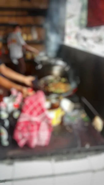 Blurry Fried Noodles Cooking Process Restaurant Abstract Background — Fotografia de Stock