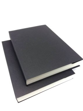 stack of two books isolated on a white background.Two black covered books.