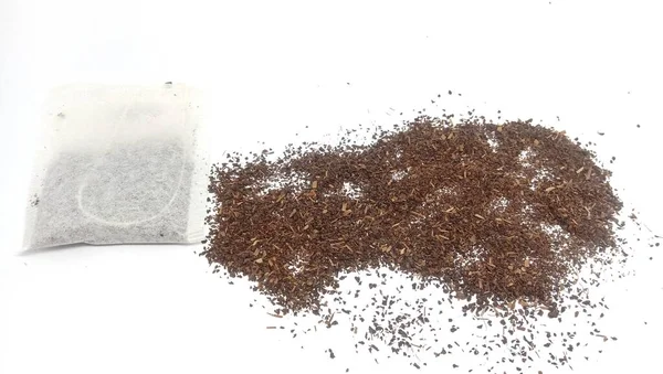 Tea Bag Tea Powder Isolated White Background — Stok fotoğraf