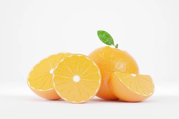 Rendering Orange Cut Half White Background — Stock Fotó