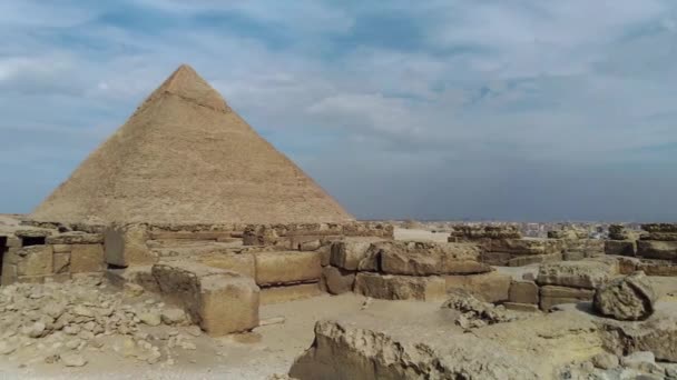 Anıt Mimari Mezar Piramit Giza Sabah Macera Günü Arka Planda — Stok video