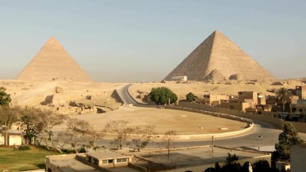 Travel Architecture Desert Pyramid Sand Travel Egypt Africa Day Statue — Stock Video