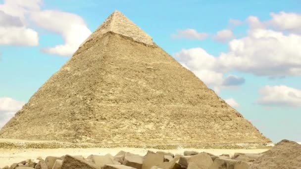 Architektura Podróży Pustynia Piramida Piasek Podróże Egipskie Afryki Dzień Statua — Wideo stockowe