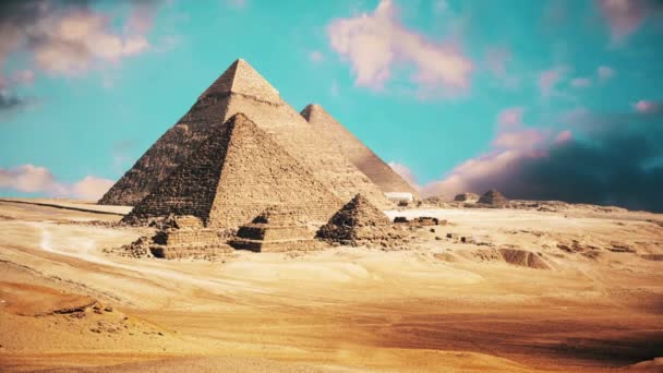 沙漠古墓吉萨金字塔建筑艺术探险广告4K镜头插图 — 图库视频影像