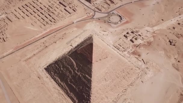 Poušť Pyramida Nebe Západ Slunce Zřícenina Cestování Giza Starověký Beduín — Stock video