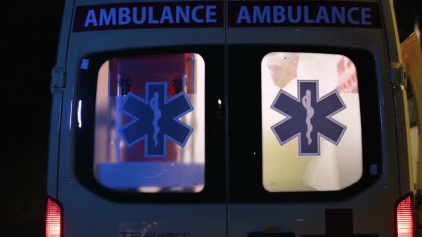 Ambulance Car Traffic Emergency Service Medical Transportation Hospital Rescue Cinematic — Vídeos de Stock