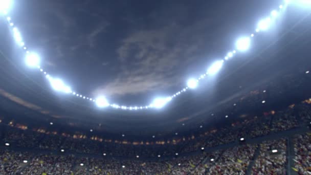Üres Stadion Aréna Animált Rajongók Tömeg Éjszakai Fények Kiváló Minőségű — Stock videók