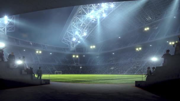 Latar Belakang Lampu Stadion Biru Dengan Ilustrasi Kubah Lampu Bergambar — Stok Video