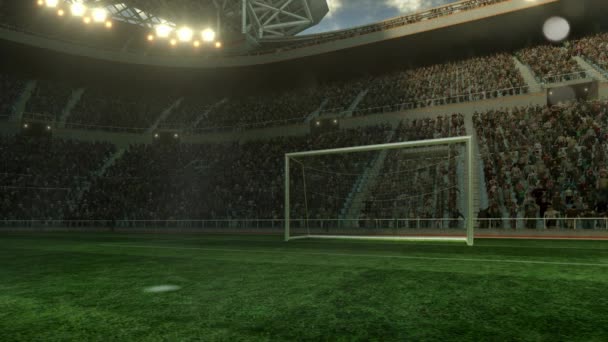 Сфера Футбольного Мяча Стадиона Иллюстрации Ночном Небе Иллюстрации Кадров — стоковое видео